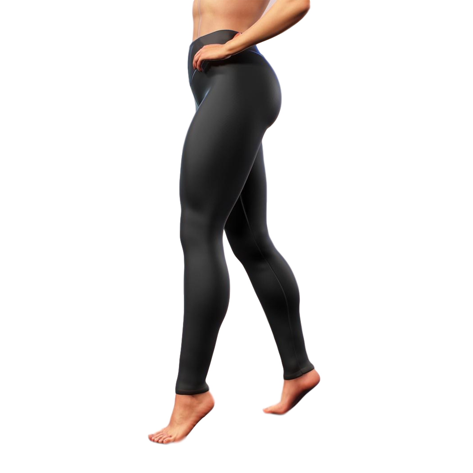 Women Fashion Casual Skinny Pants Shiny leather front and back V-waist leggings Leather trousers 5