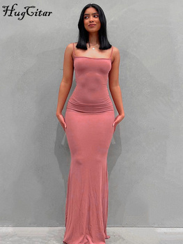 Hugcitar Satin Slip Sleeveless Backless Slim Sexy Maxi Dress 2022 Spring Women Party Y2K Concise Bodycon Elegant Clothing 5