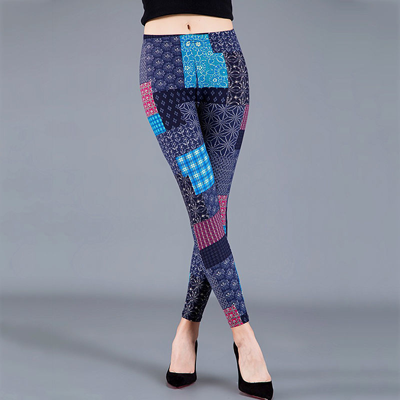 CUHAKCI Sexy Patch Print Legging Pencil Pants Female Fitness Jeggings Women Lady Streetwear Workout Trousers 1