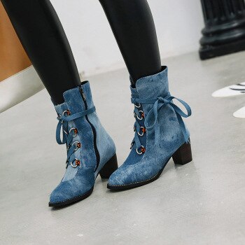 Ankle boots Plus size 22-28 cm European and American Denim booties ankle boots for women winter boots women 1