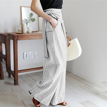 Stripe Kink Pocket Casual Loose Straight Trousers Pants All-Match Women's Wide-Leg 6