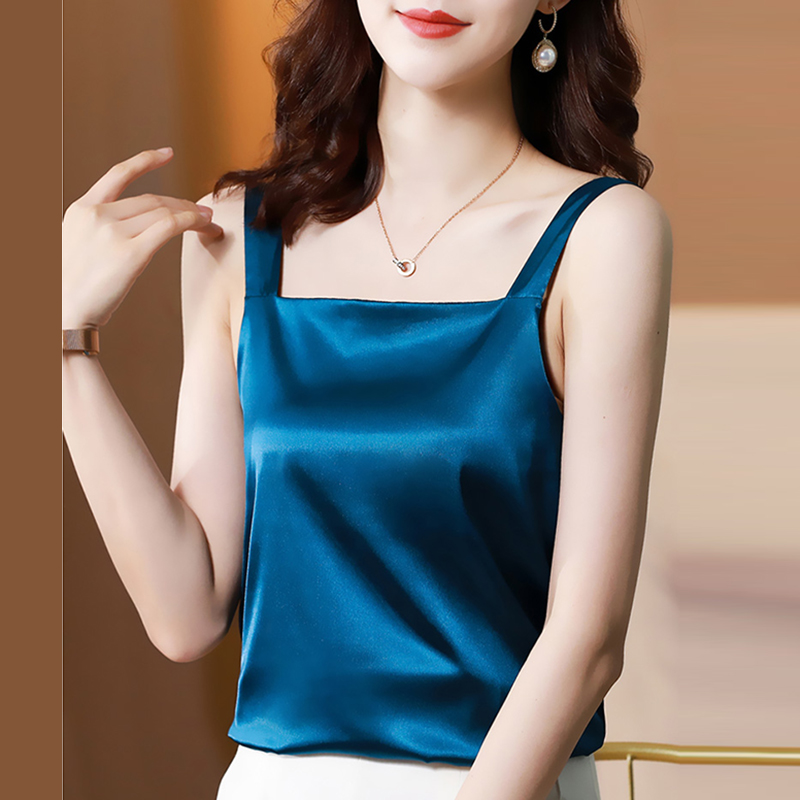 Silk Top Women Halter Vest Basic Tank Tops Woman Sleeveless Cami Female White Satin Tops Plus Size Summer 2022 Clothes Girls 1