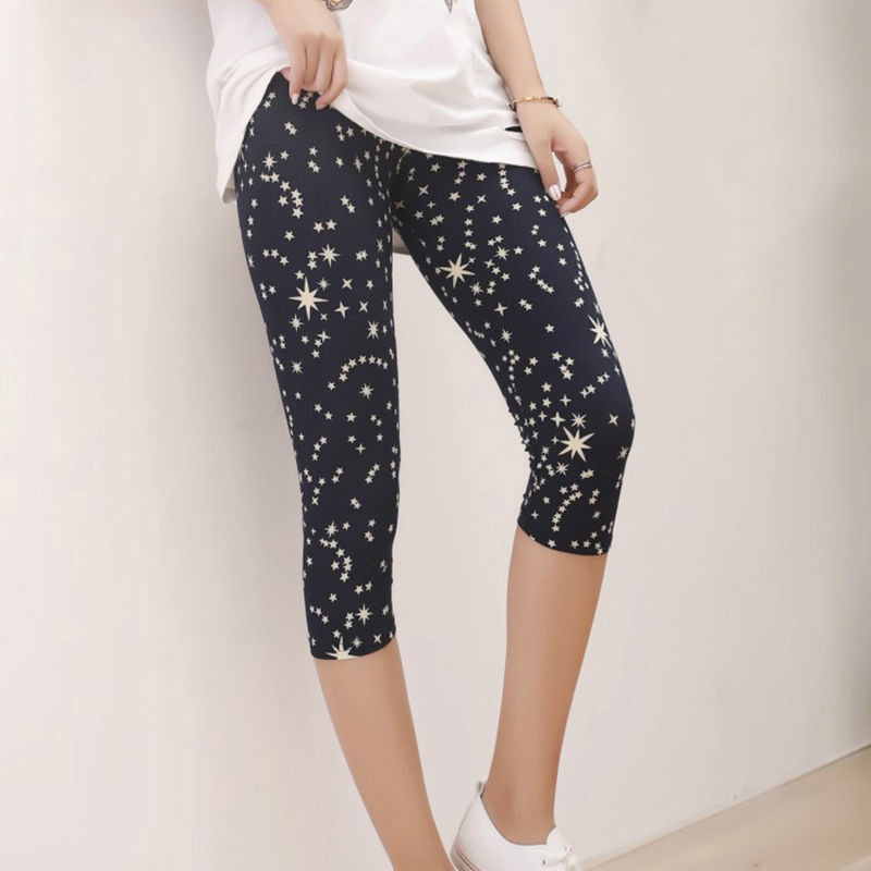 Workout Leggings Mujer Print Capris Women Push Up High Waist Pants Sportswear Short Trousers Black Fitness Legging 1