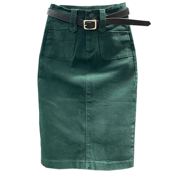 denim skirt women summer casual high waist pacakge hip split knee length ol jeans skirt 1