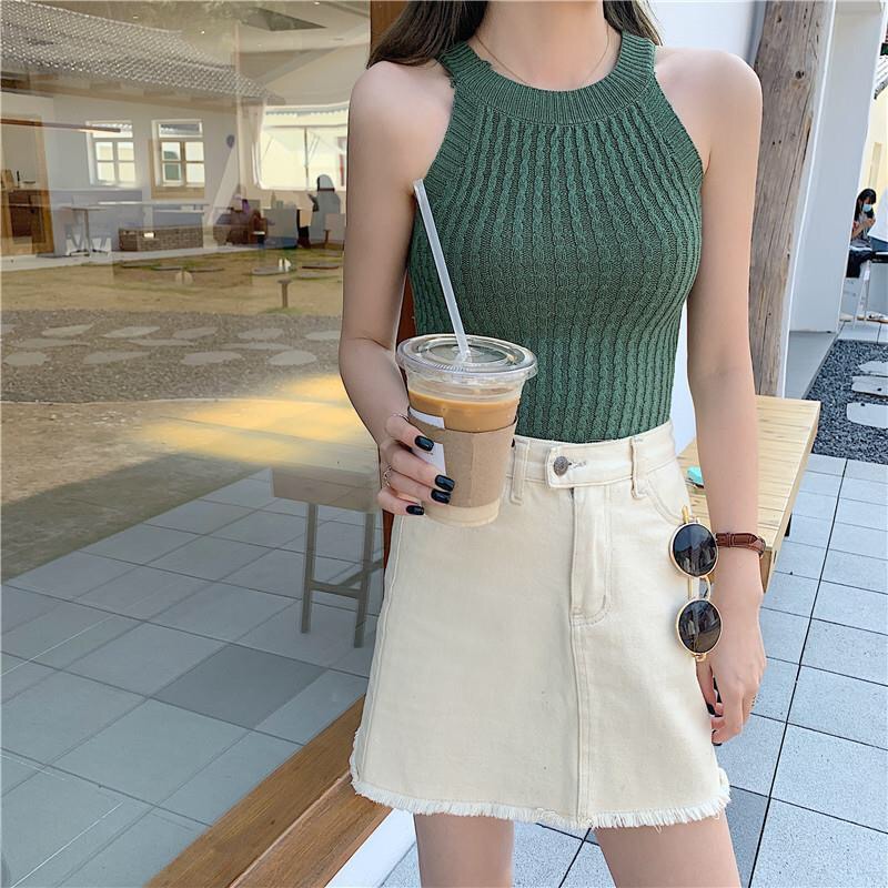 Pearl Diary Women Solid Tank Tops Summer Elegant Knitted Sleeveless Street Solid Crop Camisole Strapless Round Neck Tops 2