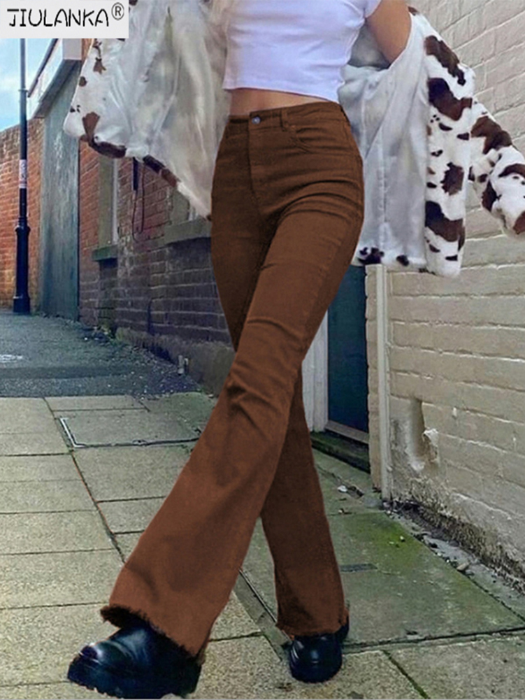Women's jeans woman high waist brown Pants Jeans Women's pants Jean women clothing undefined streetwear Woman trousers e girl 1