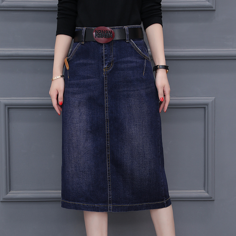 Denim Skirt Long 2020 High Waist A- line Dress for Women Woman Skirts Mujer Faldas Saias Mulher 2