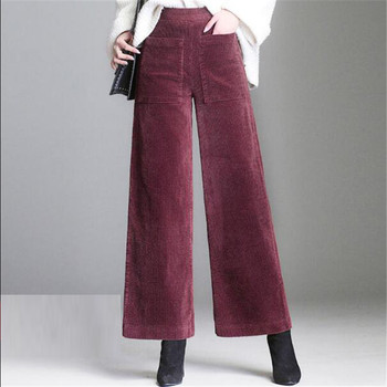 Corduroy Wide Leg Pants Women 2019 Autumn Pleuche High Waist Casual Loose Ankle-Length Pants Korean Palazzo Plus Size Trousers 4