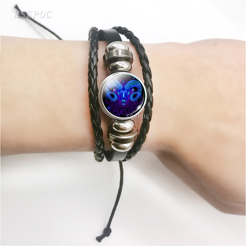 12 Zodiac Signs Constellation Charm Bracelet Men Women Fashion Multilayer Weave leather Bracelet & Bangle Birthday Gifts 3