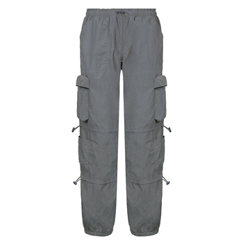 BIIKPIIK Women Pockets Sweat Pant Vintage Workout Overalls Mid Waist Drawstring Loose Cargo Pants Streetwear Jogging Trousers 3