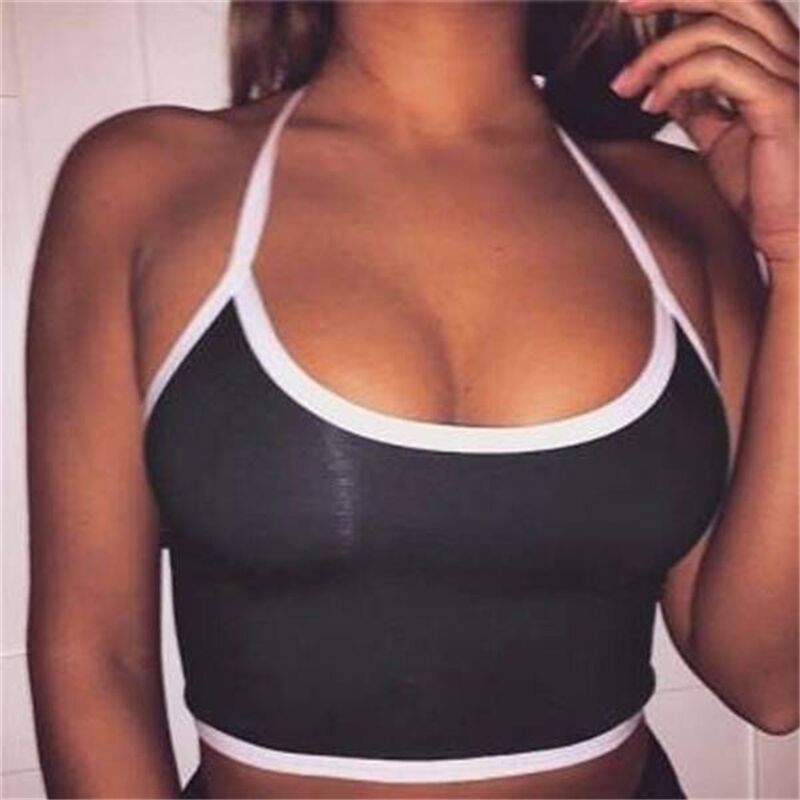Vogue 2020 Sexy Crop Tops For Women Halter Fitness Tight Bustier Strappy Skinny T-Shirt Girl Dance Cropped Tops Vest Tank Tops 2