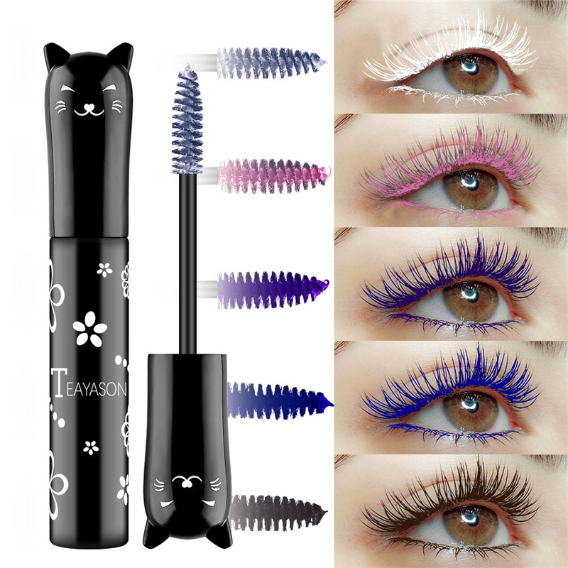 5 Colors Mascara Eyelashes Curling Extension Pink Purple Blue White Mascara Non-smudge Waterproof Fast Dry Long-lasting Makeup 1
