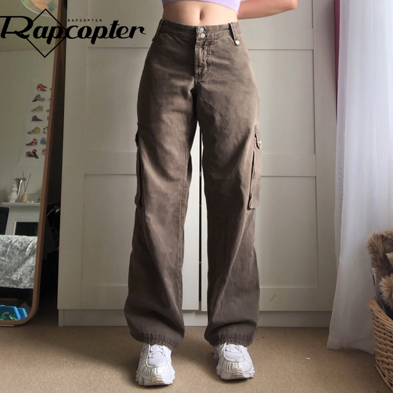 Rapcopter Y2K Bandage Jeans Aesthetic Vintage Baggy Cargo Pants High Waisted Casual Basic Korean Sweatpants Women Streetwear 90s 1