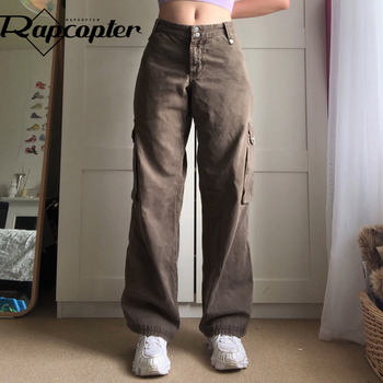 Rapcopter Y2K Bandage Jeans Aesthetic Vintage Baggy Cargo Pants High Waisted Casual Basic Korean Sweatpants Women Streetwear 90s 1