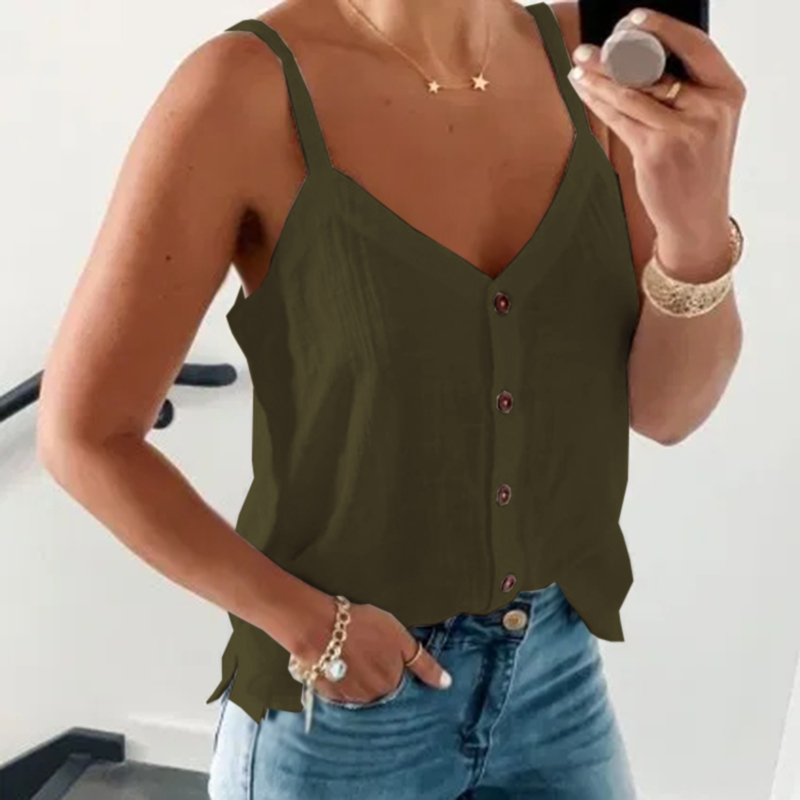 Plus Size 5XL Tshirt Black V-neck Button Tee Shirts Women Summer Y2K Clothes Spaghetti Strap Loose Simple Tank Tops Female 1