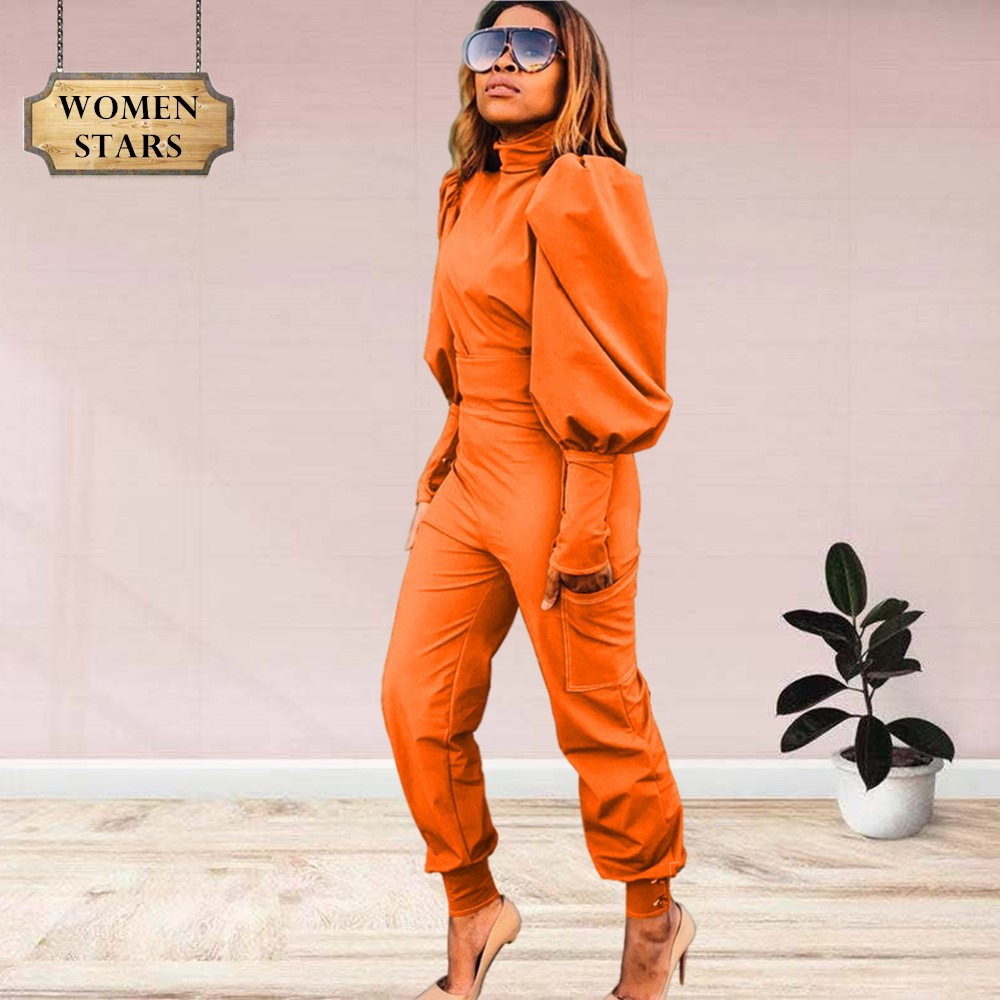 Two Pieces Sets Women Outfits Tracksuit Women Puff Sleeve Crop Top Elastic Waist Cargo Pants Fall Clothes Wholesale Dropshipping 1