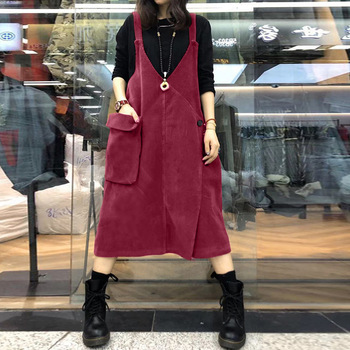 M ZANZEA Sleeveless Corduroy Sundress Summer Fashion Solid Overalls Dress Women Casual Suspender Vestidos Female Sarafans 1