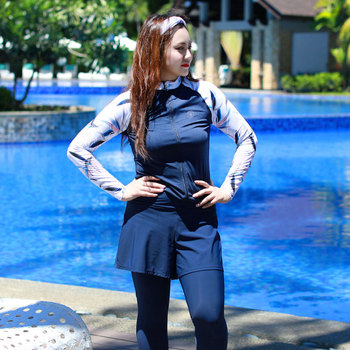 Women's 5pcs set Long Sleeve Rashguard UPF 50 Sun Protection Swimsuit Top Bottom Sport Suits Fitness Yoga Running Athletic Suit 1