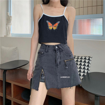 2021 New Summer Patchwork Skirts Women Zipper Side-slit Denim Korean Style Chic Trendy Hot Hipster Teen Ulzzang High Waist Ins 1