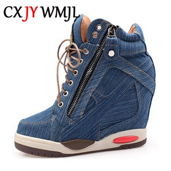 Big Size Denim Wedges Side Zipper  1