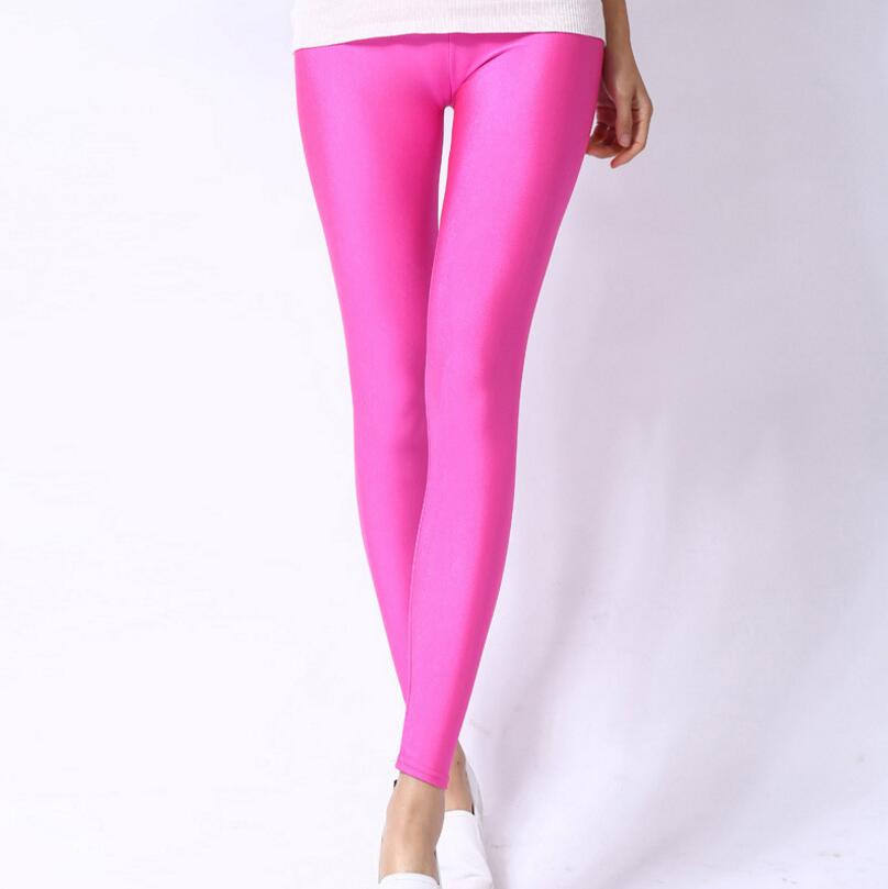 CUHAKCI Women Shiny Pant Leggings Hot Selling Leggings Solid Color Fluorescent Spandex Elasticity Casual Trousers Shinny Legging 21