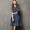 V-Neck A-Line Loose Denim Dresses  3