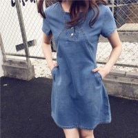 Casual Elegant Cowboy Long Section Jeans Dress  4