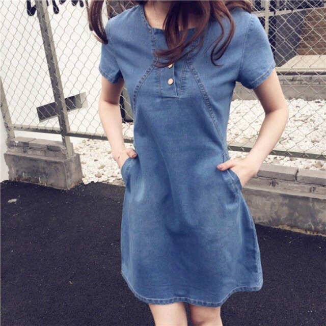 Casual Elegant Cowboy Long Section Jeans Dress  4