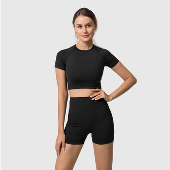 2 PCS short Seamless Women Yoga Set Workout Sportswear Gym Clothing Fitness Long Sleeve Crop Top High Waist Leggings Sports Suits 13