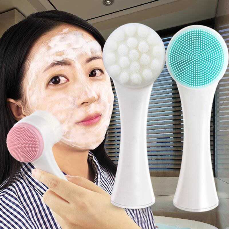 Silicone Face Cleansing Brush Double-Sided Facial Cleanser Blackhead Removal Product Pore Cleaner Exfoliator Face Scrub Brush 1