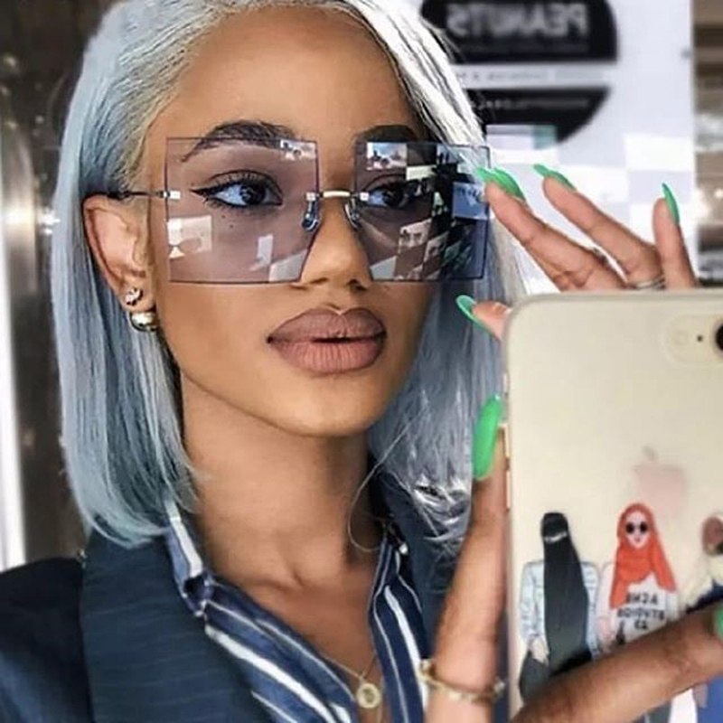 Vintage Square Sunglasses Women Luxury Oversized Rimless Sun Glasses Shades Female Fashion Brand Designer Clear Oculos De Sol 1