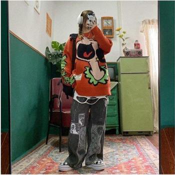 Casual Women Loose Vintage Female Pants  Women Harajuku Baggy Jeans Womens Pants Casual Funny Gothic Pants Summer Jeans fashion 4