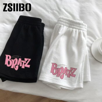 Elastic waist casual beach party hanbok size high waist letter cute printed sports shorts female summer female shorts Shorts Y2k 1