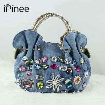 Sweet Blue Pattern High Quality Handbags With Diamond  1