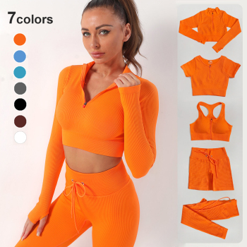 5PC Seamless High Waist Gym Clothing Suits 1