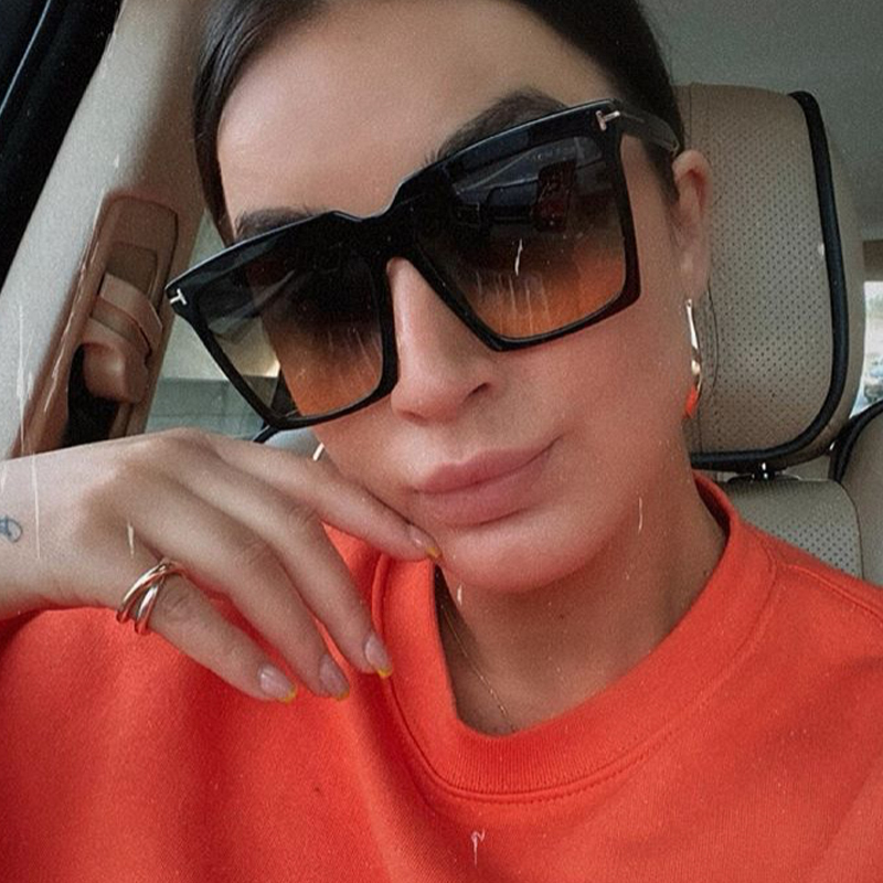Square Sunglasses Women 2022 Vintage Brand Oversize TF Women's Sun Glasses Black Gradient Female Glasses Men.s Oculos UV400 1