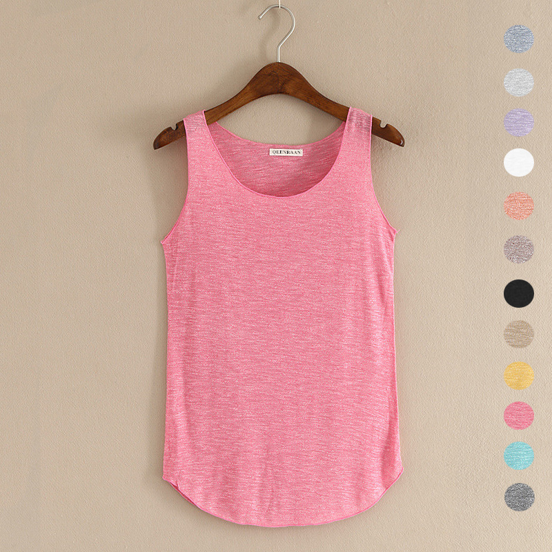 Spring Summer New Fitness Tank Tops Women Sleeveless Round Neck Loose T Shirt Ladies Vest Singlets Slim T-shirts Woman Clothes 1