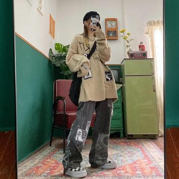 Casual Women Loose Vintage Female Pants  Women Harajuku Baggy Jeans Womens Pants Casual Funny Gothic Pants Summer Jeans fashion 3