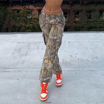 Print High Waist Cargo Pants Women Baggy Trousers Bottoms Sweatpants 1