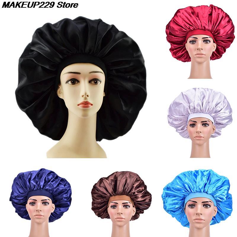 Extra Large Satin Sleep Cap High Quality Waterproof Shower Cap Protect Hair Women Hair Treatment Hat 6 Colors 1