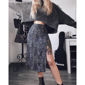 Sexy Leopard Print Summer Skirt Women Split High Waist Floral Skirts Fashion Tight Open Beach Wraps Casual Skirts Flower Clothes 1