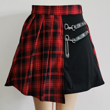 Gothic Sweet Women Pleated Skirt Fashion Plaid Mini High Waist Chic Skirt Kawaii Summer Casual Ladies Plaid Pleated Skirt 4