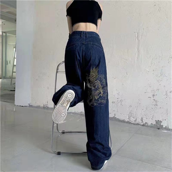 WeiYao Snake Print Baggy Jeans Woman Low Waist Hippie Denim Trousers Dark Academic Goth Streetwear Korean Cargo Pants 90s 5