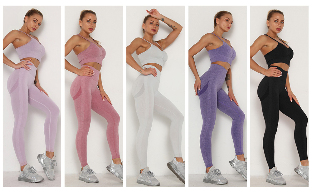 Women's Sets Skinny Tracksuit Breathable Bra Long Sleeve Top Seamless Outfits High Waist Push Up Leggings Gym Clothes Sport Suit 30