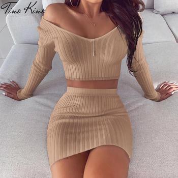 Cropped Top and Skirts Women's Sets Knitted Two Piece Women's Suit 2021 Summer Two Piece Set Fashion Casual Female SetS 2 Pcs 4