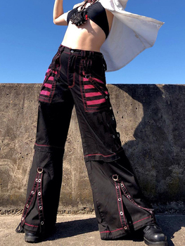 Gothic Wide Leg Pants Punk Style Oversized High Waist Y2k Aesthetic Cargo Pants Harajuku Streetwear Basic Women Trousers 3