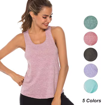 VEQKING Sleeveless Racerback Workout Tank Tops for Women,Gym Running Training Yoga Shirts,Women Athletic Fitness Sport Yoga Vest 3