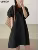 VONDA Women Dress 2023 Casual Short Puff Sleeve Party Denim Dress Elegant Sundress Solid Color Vestidos Bandage 1