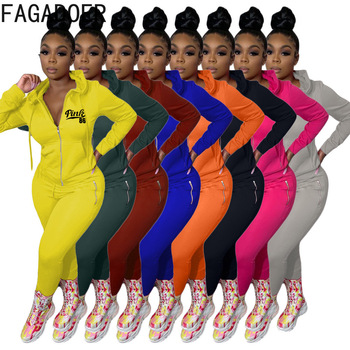 Zipper Hoody Tracksuits Letter Print Hooed Coat And Legging Pants Two Piece Sets Female Casual Sport Outfits 6