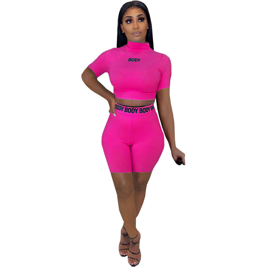 Tracksuits for Women Summer Letter Printing Two Piece Set Outfits Short Sleeve T-shirt + Short Wholesale Bulk Items Lots X8769 3